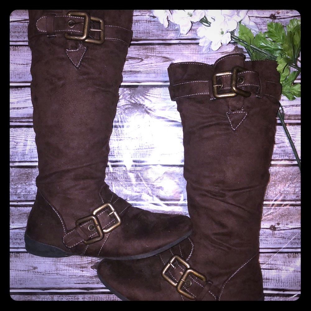 🌴JAZZBERRY BOOTS•9•BROWN•SIDE ZIP•BRASS HARDWARE